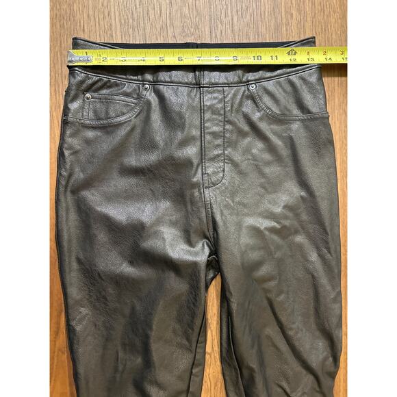 Spanx Faux Leather Like Ankle Skinny Pants Size Small Pull On Black *with slit* - Picture 6 of 10